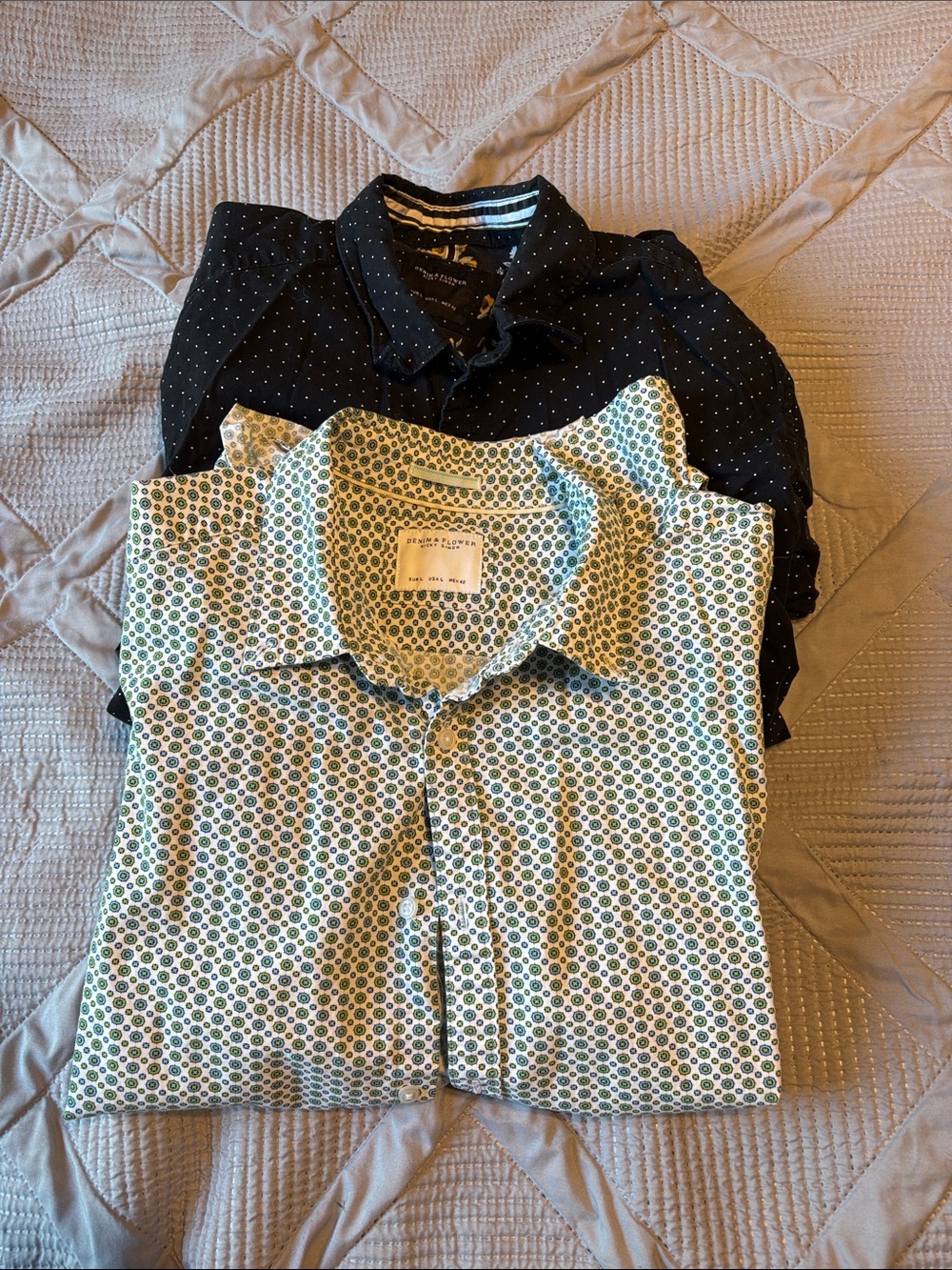 Denim & Flower Green and Black Patterned Men's Button-Down Shirt